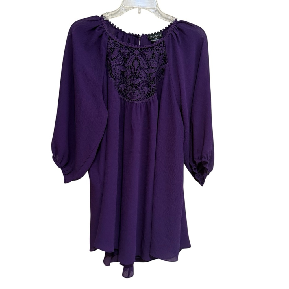 City Chic Women’s Purple Flutter Sleeve Blouse Size S/16